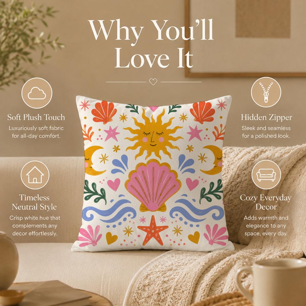 Colorful Decorative Cushion Cover Double-Sided Printed Pillow Cover Hypoallergenic Dust-Mite Proof