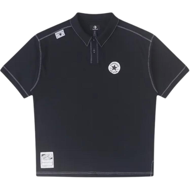 

New Converse Polo Shirt Men s Black 10027659-A02 L