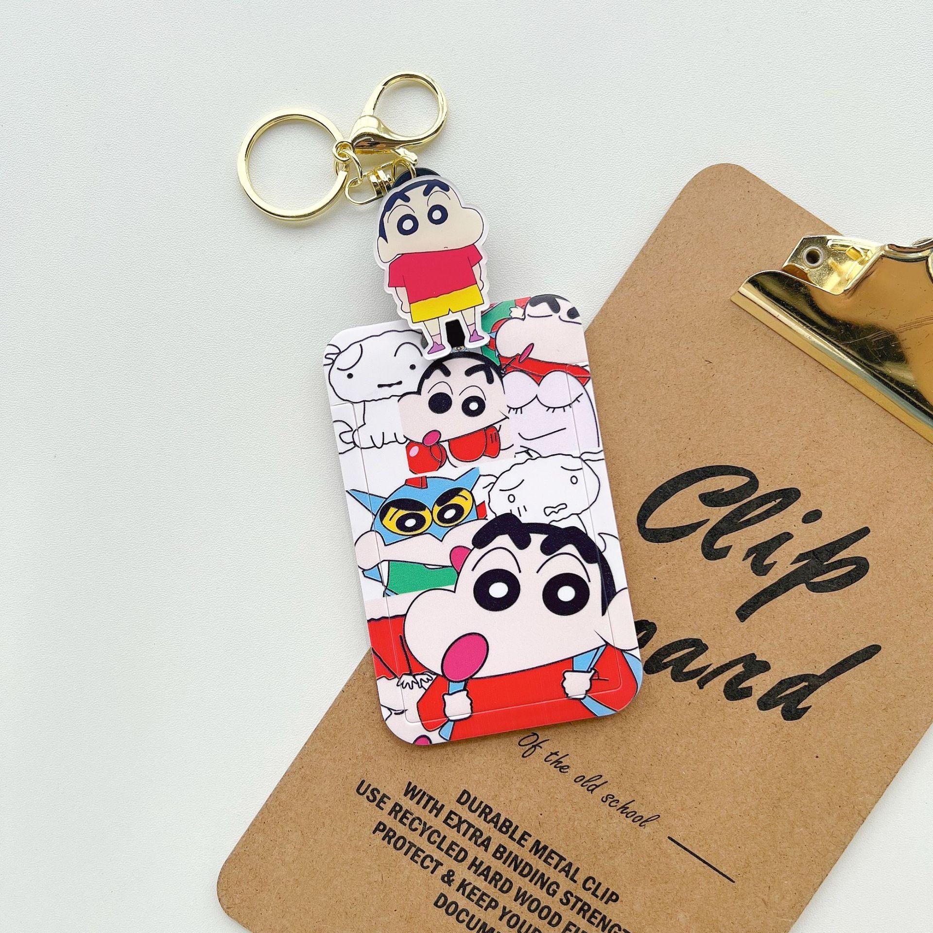 

Kawaii Anime Crayon Shin-chan Keychain Couple Student Id Bus Bank Access Control Card Case Shin Chan Accessory Hanging