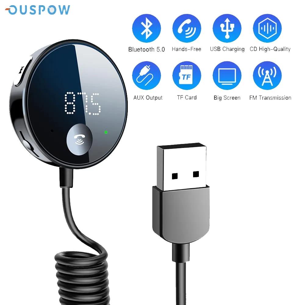 

Ouspow Bluetooth 5,0 автомобильный аудиопередатчик беспроводной Bluetooth FM-передатчик AUX аудиоприемник MP3-плеер автомобильный комплект громкой связи