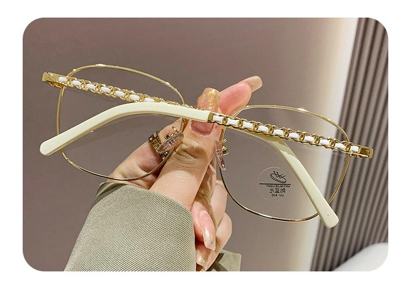 Trendy Women's Anti-Blue Light Metal Frame Glasses - Large, Fashionable, Plain Face Style