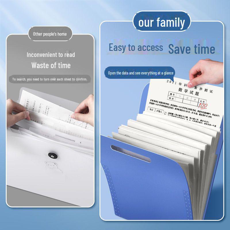 Portable Multi-Layer Accordion Folder: Student A4 Subject Organizer
