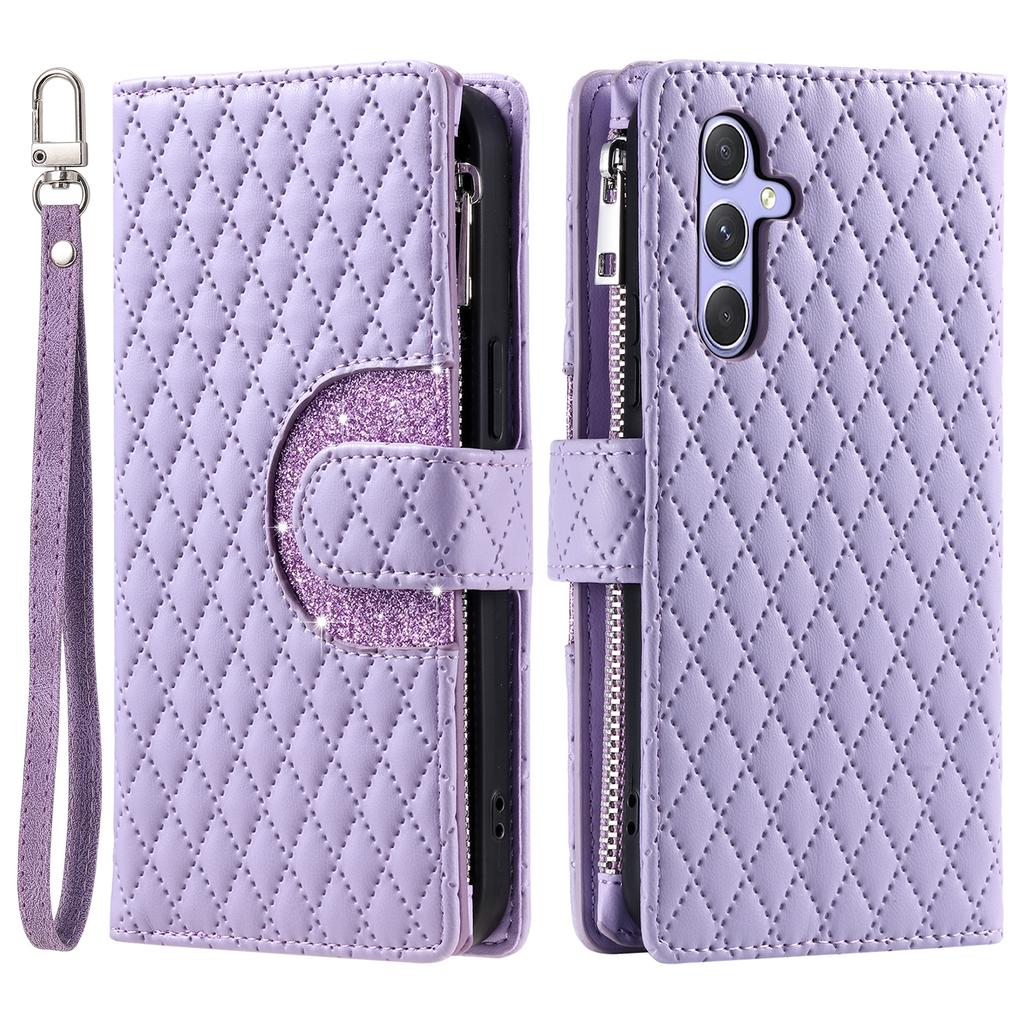 Style 012 for Samsung Galaxy A36 5G Case Zipper Pocket Glitter Leather Phone Cover