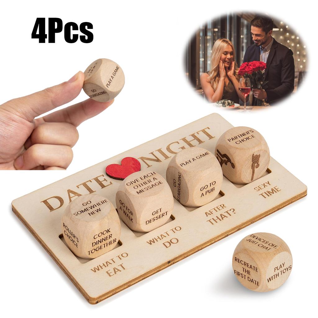 4Pcs Sex Dice Adults Games Wooden Dice Kit Valentine's Day Gifts Date Night Ideas For Couples Date Night Dice Sex Positions