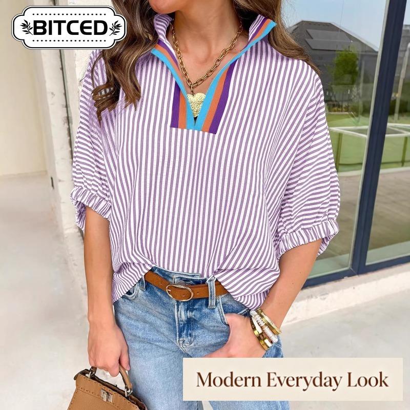 BITCED Women's Fashion Casual Short Sleeve Blouses & Shirts