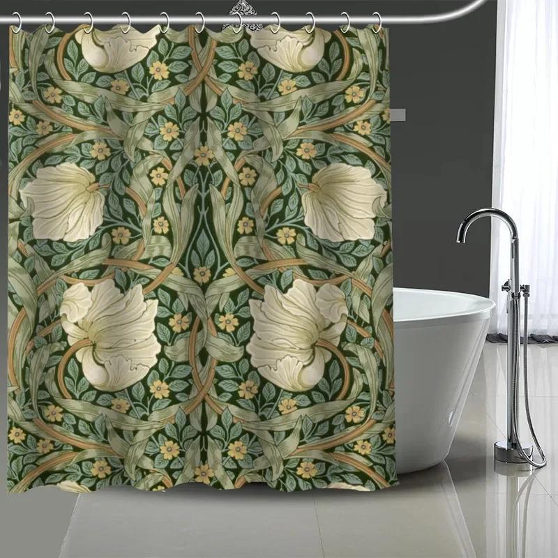 William Morris Art Προσαρμοσμένο Μοτίβο Πολυεστερική Κουρτίνα Μπάνιου Αδιάβροχη Κουρτίνα Ντους DIY Κουρτίνα με Σχέδιο για Μπάνιο