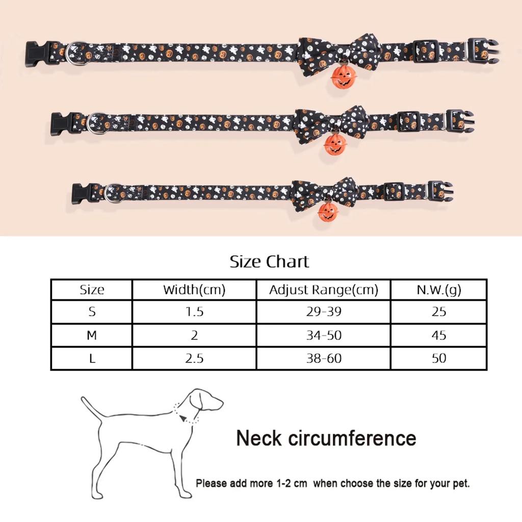 Cool Halloween Cat Collar With Bowknot Bell Puppy Kitten Necklace Adjustable Safety Buckle Chihuahua Bow Tie Pets Supplies