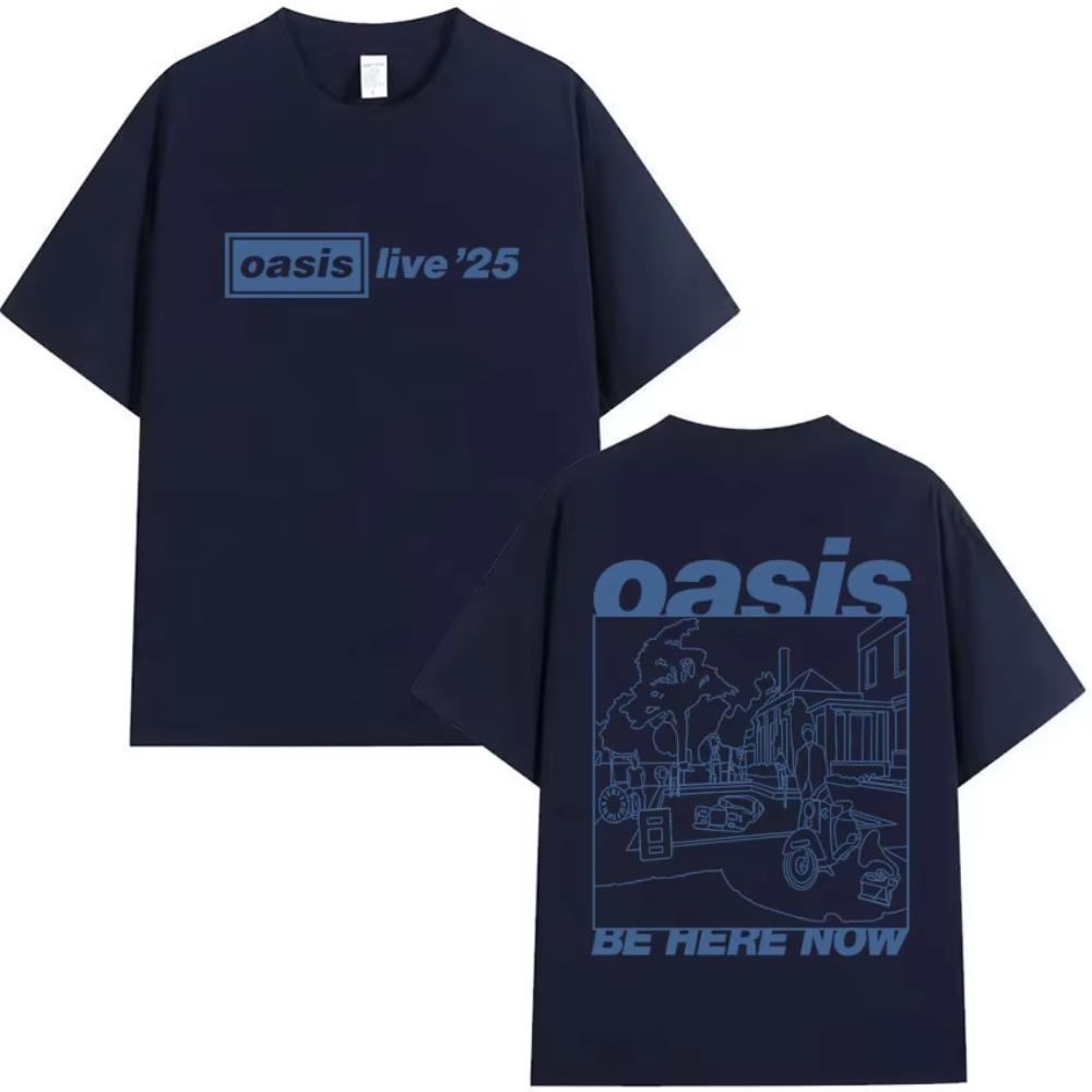 Gothic Graphic European and American 2025 Trendy Oasis Rock Music Casual Men Women Tee Cotton Loose Hip Hop Short-sleeved Tshirt