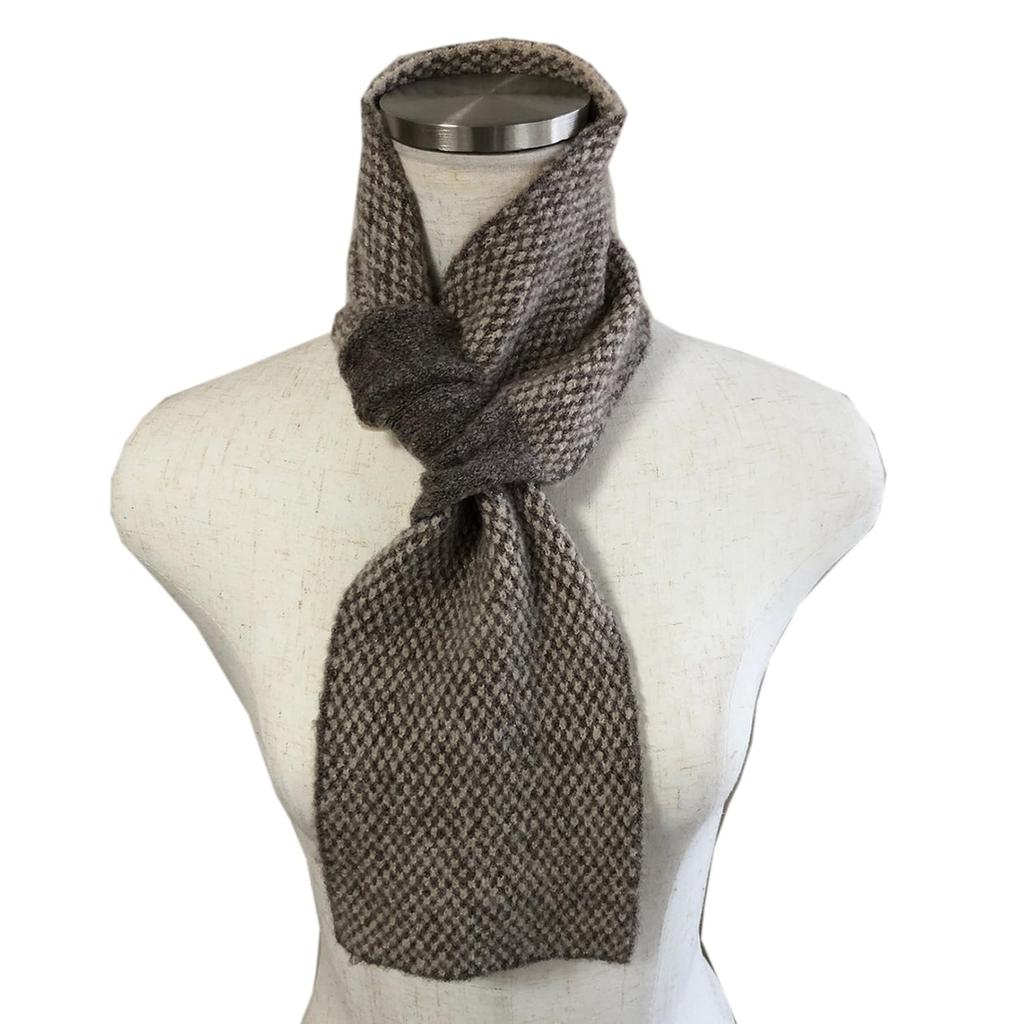 TERAICHI Reversible Mini Insert Neck Ichimatsu Scarf Scarf, Warmer, Mocha, Pattern, Women's (Mocha)
