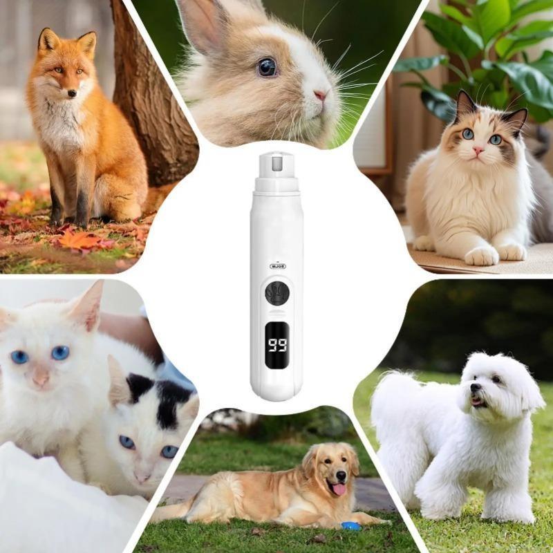 Neue USB-Aufladung Elektrische Hunde-Nagelschere LED-Licht Polierscheibe Hunde-Nagelschleifer Haustier-Nagelpflege Katzenpfotenpflege