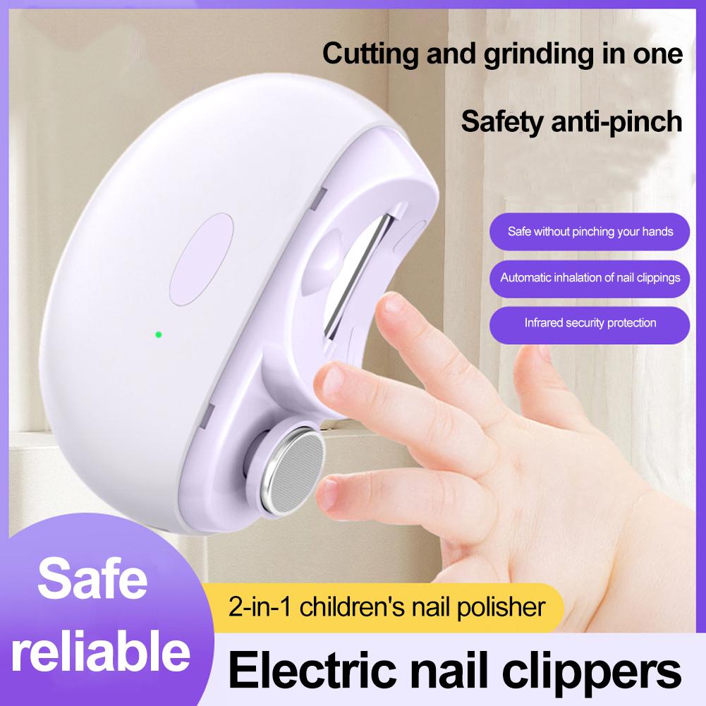 Portable Electric Nail Clippers Automatic Anicure Trimmer With Polisher & Light Adult Baby Fingernail Toe Scissors