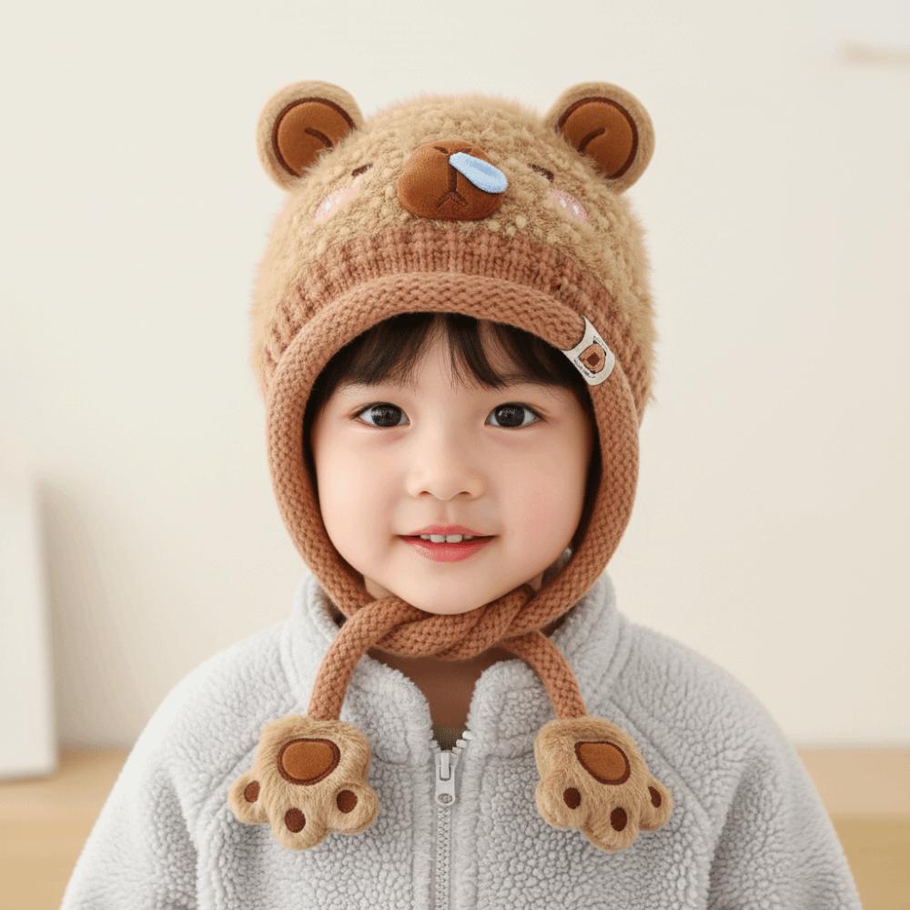 Thickened Baby Ear Protection Cap Warm Capybara Beanie Caps Cold Weather Wear
