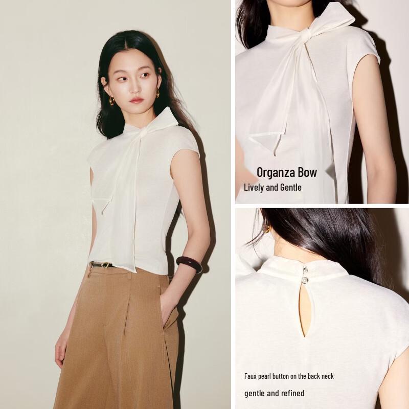 VEROMODA Women's Lyocell Blend Bow Tie Cap Sleeve Top