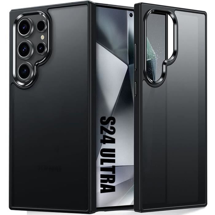 Coque - Samsung - Galaxy S24 Ultra - Antichoc - Silicone Noir - Dos Translucide PC