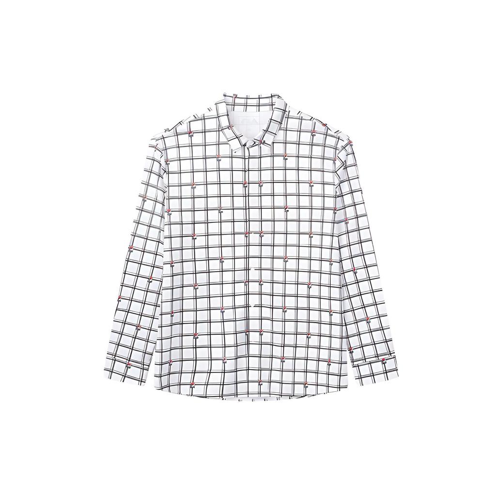Fila Mihara Yasuhiro Collaborative Plaid Shirt Men Tops White F71M038401F-WT