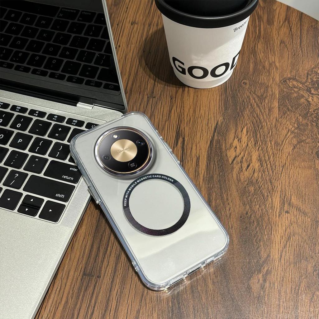 Case for HONOR X9c Minimal Semi-Transparent Magnetic Casing Raised Electroplated Lens Bezel Anti-Slip Drop Resistant Protective Shell