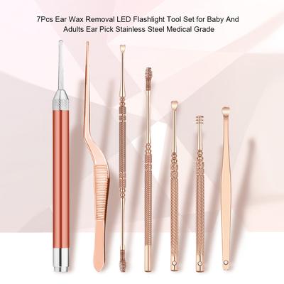 Ohrschmalzentfernung LED Taschenlampe Werkzeugset für Babys und Erwachsene Ohrlöffel Edelstahl Medizinische Qualität