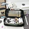 Cartoon Cute Kitten Large Capacity Pen Bag Canvas Pencil Case Student Stationery Cosmetics Travel Storage Bag School Supplies