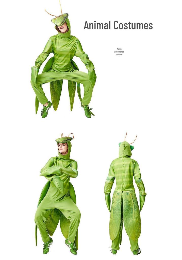 Unisex Praying Mantis Jumpsuit Costume for Halloween, Carnival, and Party Performances
