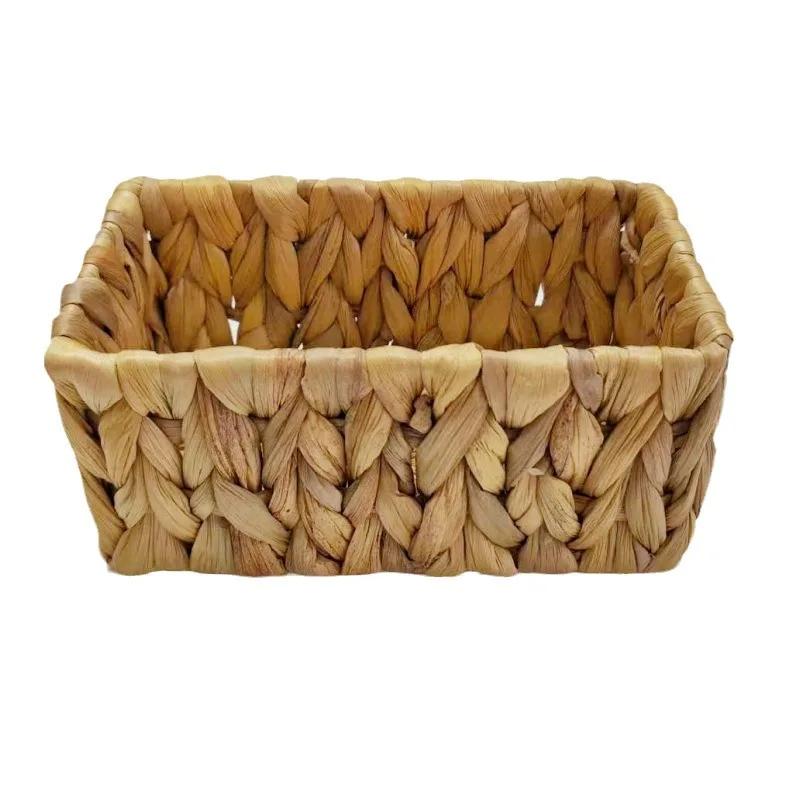 Europa Weidenkorb Rechteckiger Seegras-Korb Kasten Geflochtener Rattan-Behälter Regal-Organizer Küche Haus Badezimmer Dekor
