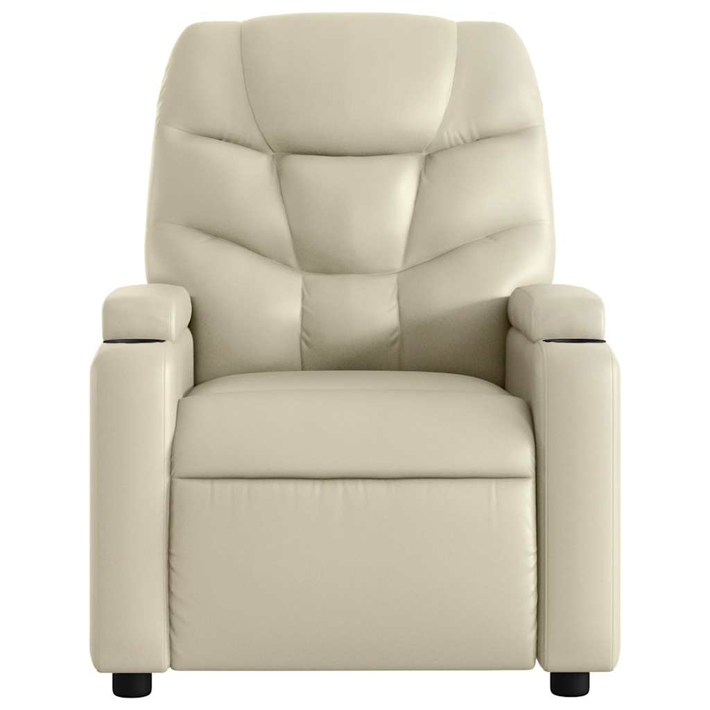 Electric Massage Recliner Cream Faux Leather