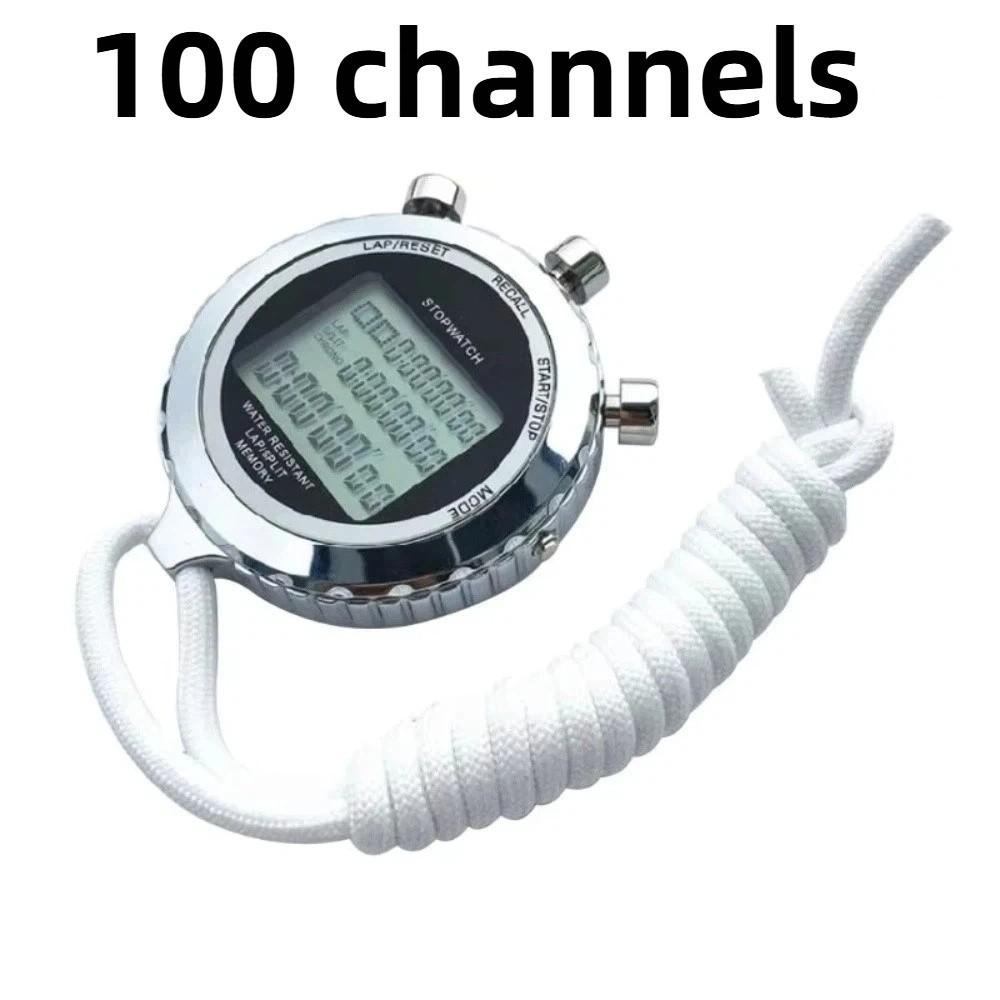 Waterproof LCD Chronograph Digital Timer Sport Stopwatch  Professional Training 100 channels серебряный
