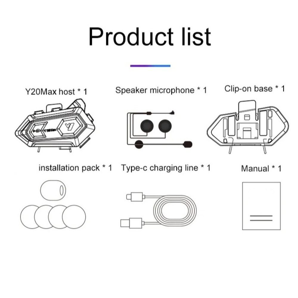 1pc Bluetooth 5.3 Helmet Headphone RGB Colorful Mixing Motorbike Earphone  For 2 Riders