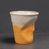 Creative Coarse Ceramic Coffee Cups Retro Irregular Folded Ceramic Mug 3oz 90ml