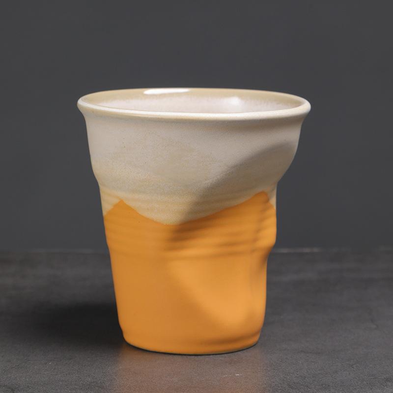 Creative Coarse Ceramic Coffee Cups Retro Irregular Folded Ceramic Mug 250ml 250ml
