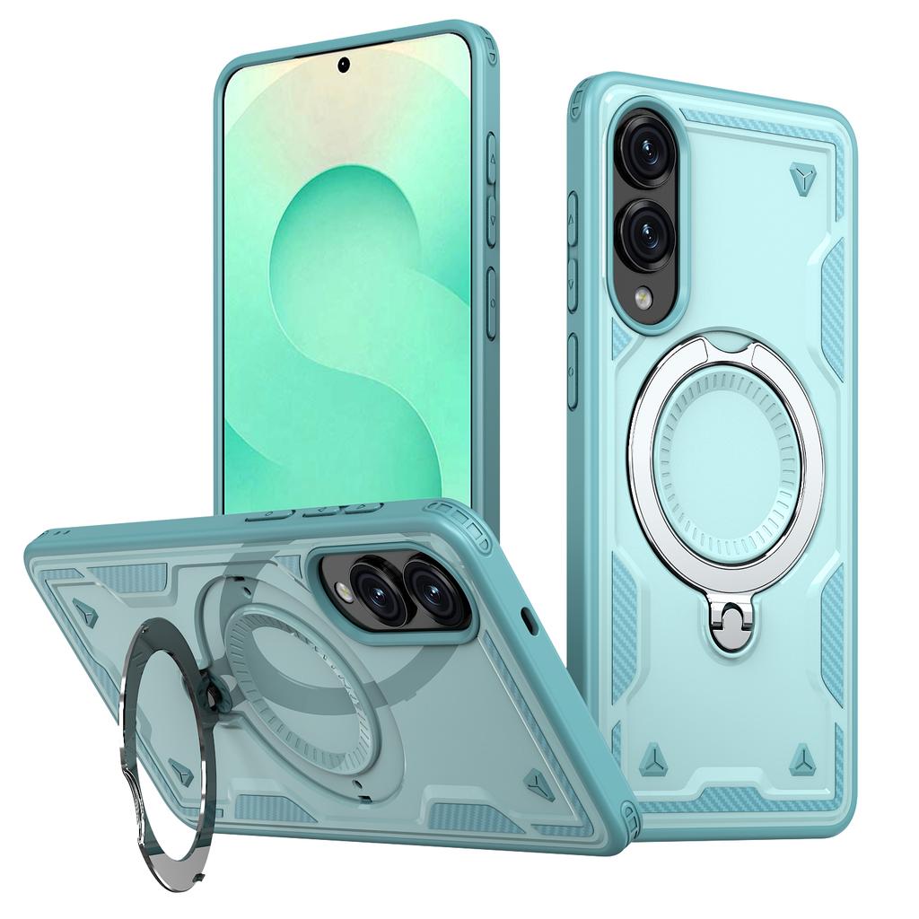 For Samsung Galaxy S25 Edge S25FE Case Armor Shockproof 360° Rotating Magnetic Holder TPU Frame Hard Plastic Phone Cover Fundas