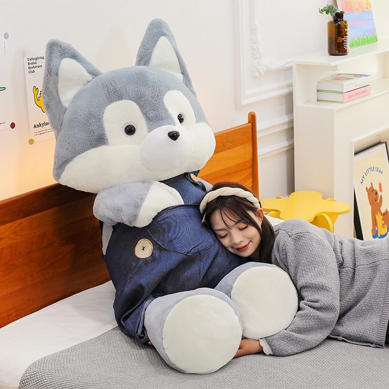 Cute Harness Cowboy Husky Dog Plush Toy Doll Forest Animals Big Bad Wolf Doll Children's Gift