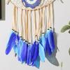 Wall Art Handmade Dreamcatcher Creative Funny Evil Eye Pendant Blue Feather Macrame Wall Hanging Bedroom