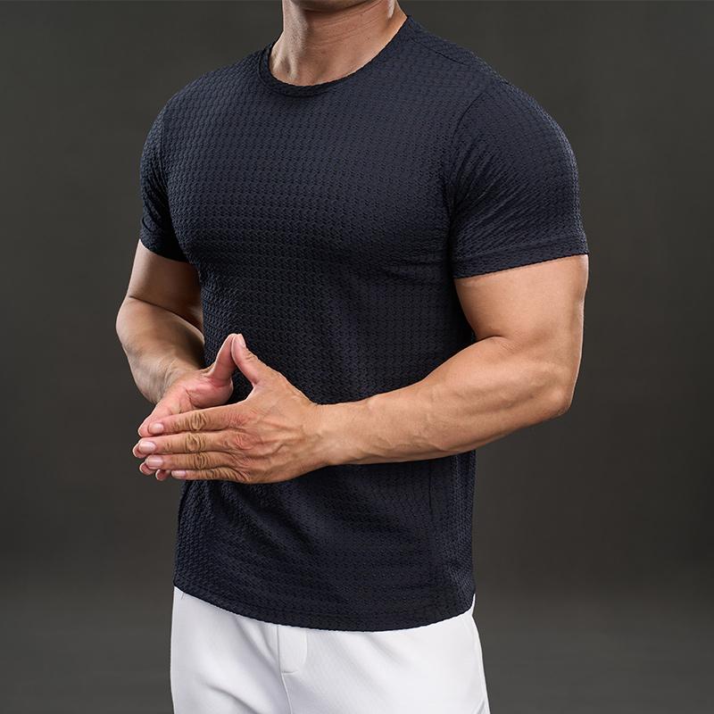 New Summer American Style Casual Short-sleeved T-shirt Fashionable Sports Slim Elastic Fitness Outdoor T-shirt Men