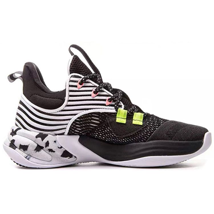 Anta Heat Wave 2 Mid Basketball Shoes Men Sneakers Black White 112031105-4