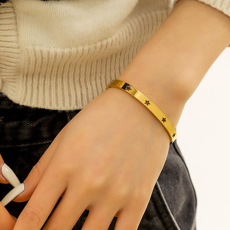 Stainless Steel Eight-Pointed Star Bracelet Women Men high quality 18K gold-plated Not fading Gift Bracelet