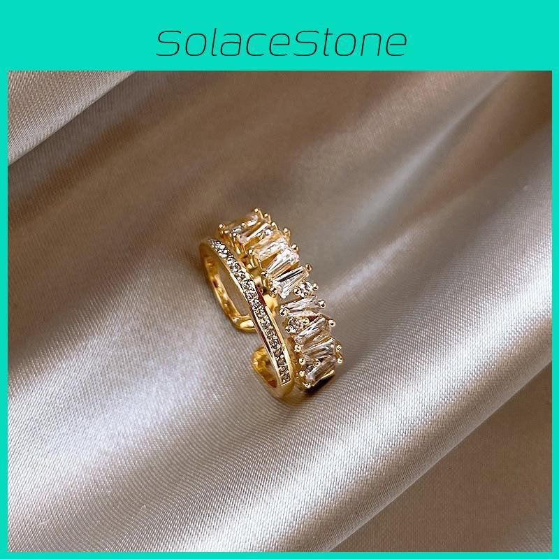 Eleganter Verstellbarer Offener Ring Für Damen Mit Geometrischem Design Aus Stilvollem Kupfermaterial Für Sommer-Mode 2024