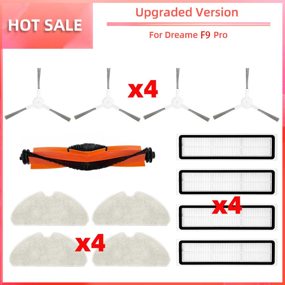 Compatible for Dreame F9 Pro Robot Vacuum Replacement Main Side Brush HEPA Filter Mop Pad Spare Parts Accessories