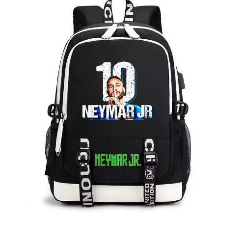 Neymar Neymar Football Print Student Bag Usb Backpack Leisure Outdoor Travel Bag