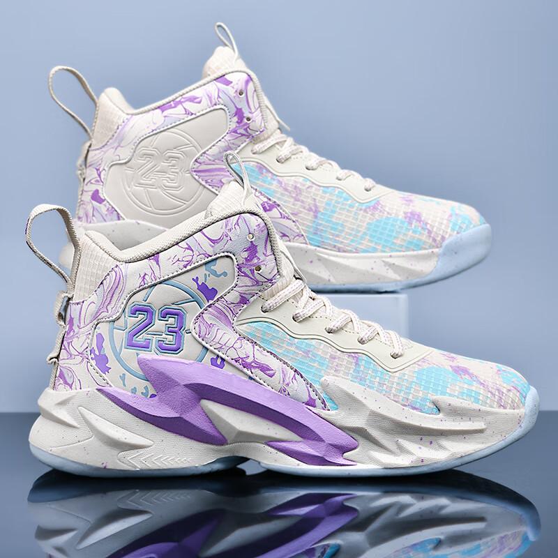 Outdoor Breathable Basketball Shoes Men's Friction Sound Shock Absorption Running Shoes Children's Sports Youth Shoes Student Sneakers Men