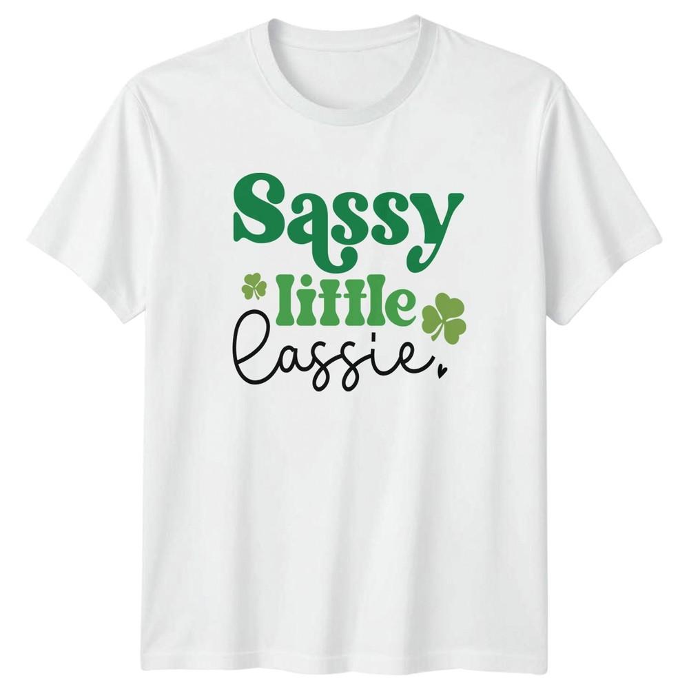 Sassy Little Lassie Unisexs TShirt Irish Shamrocks St Patricks Day S