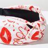 Valentine's Day Sweet Versatile Knotted Fabric Printed Heart Headband , Daily Party Hair Accessory