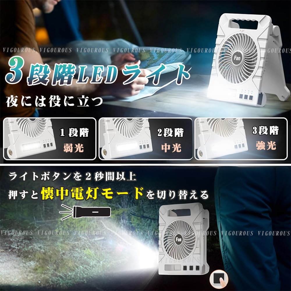 2025 Lanternă Solară cu Lumină Puternică USB 4 Viteze Ale Vântului 4 3 LED Lumină DC pentru Living, Masă, Mașină și Urgență Include Manual de Instrucțiuni în Japoneză Ventilator, 10.000mAh