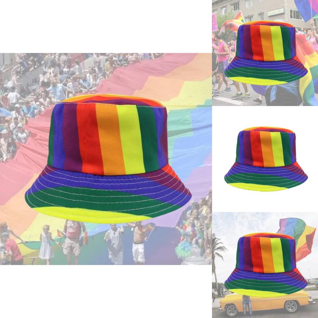 Regenbogen Fischerhut Erwachsener Sonnenschutz Flacher Hut Outdoor Reise Sonnenschutz Sonnenhut Dekoration