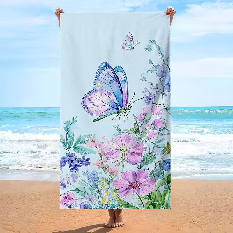 Aquarell Schmetterling Floral Strandtuch Super Saugfähig Schnell Trocknend Leichtes Handtuch Weich Für Sommer Reisen Schwimmen Yoga