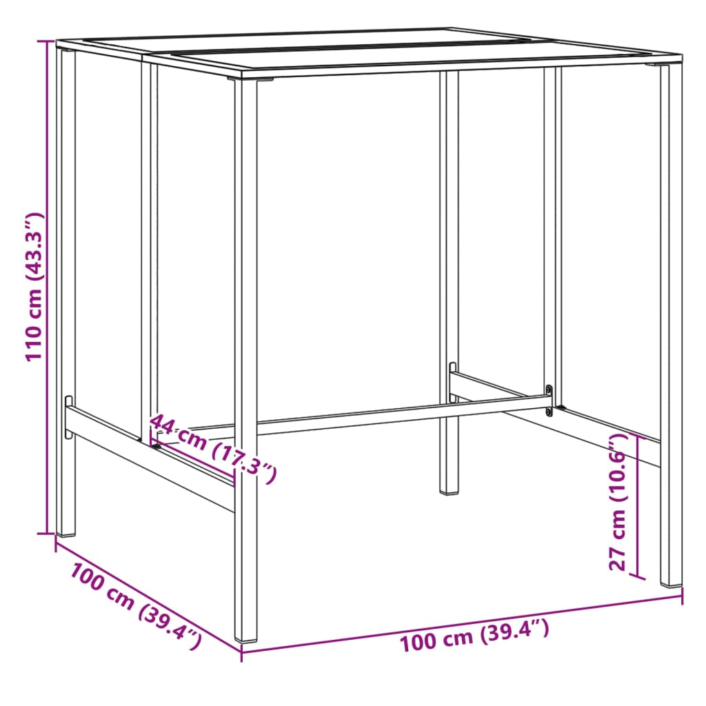 5 Piece Garden Bar Set Black Powder Coated Steel