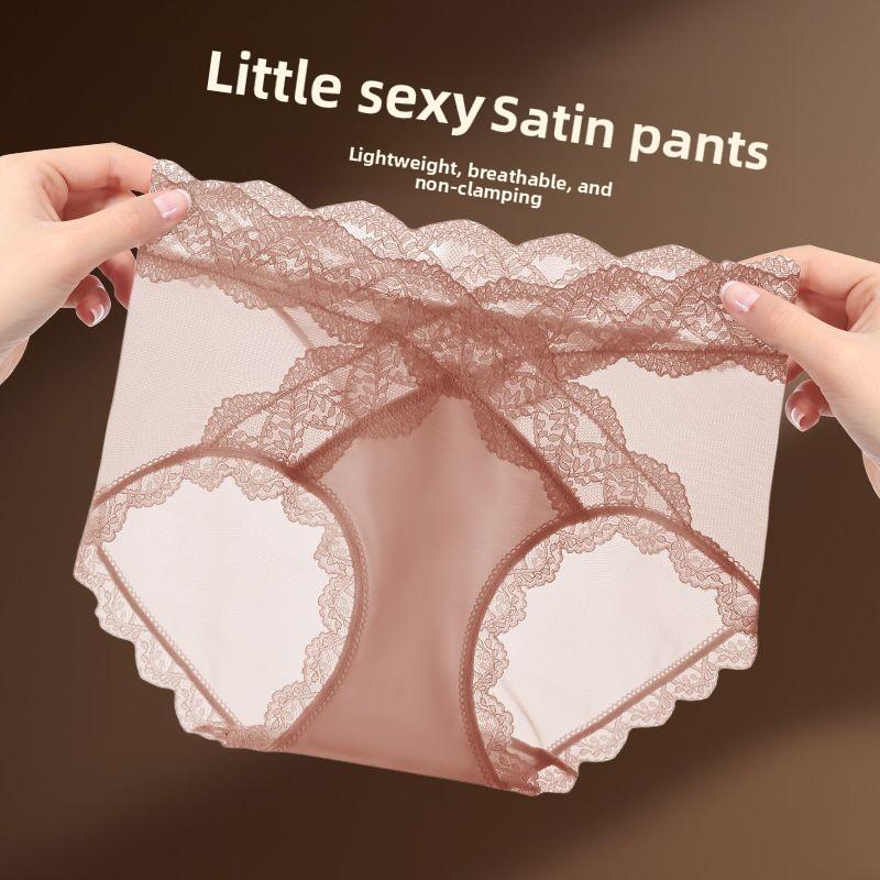 2 Pieces Ladies Spring and Summer Sweet Sexy Lace Breathable Mini Belly Lift Hip Triangle Briefs