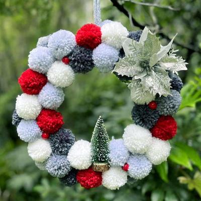 Christmas Wreath Wall Hanging Ornament for Front Door 30cm Decorative Gifts Outdoor Artificial