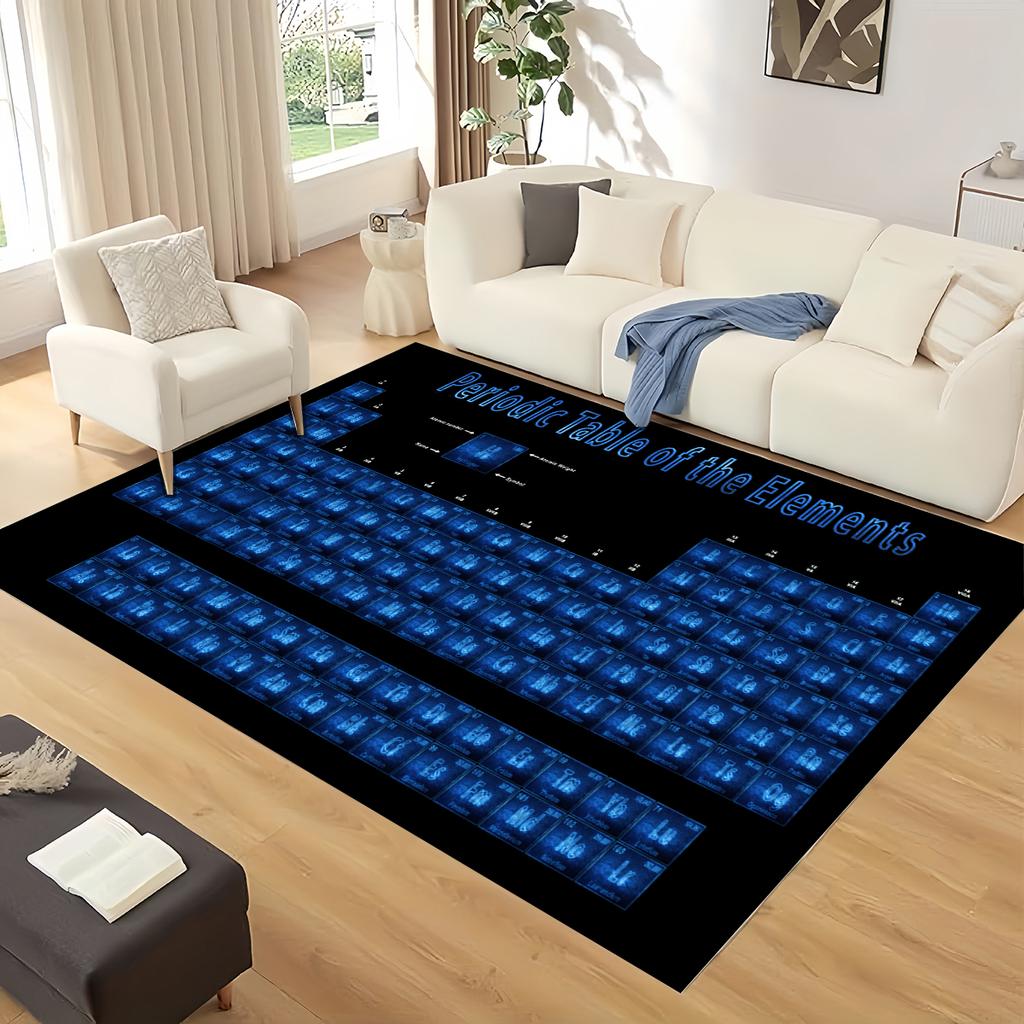 Retro Periodic Table of Elements Physics Formula Area Rug Carpet for Living Room Bedroom Home Decor,Non-slip for Sofa Doormat