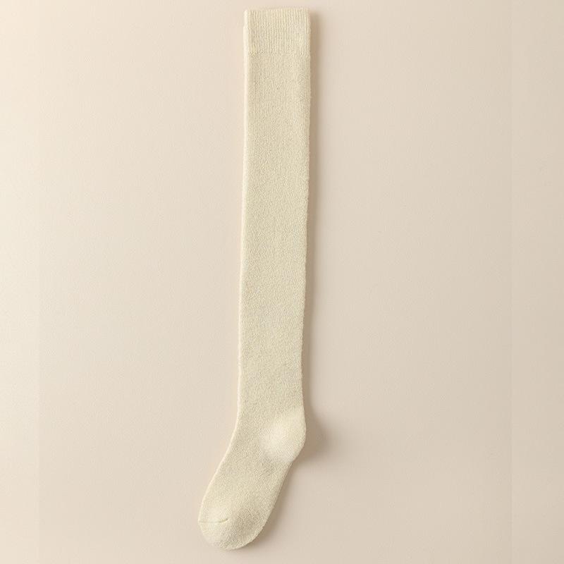 

Extra Thick Fleece-Lined Wool Thigh High Socks for Women - Cozy Lambswool Warmth for Autumn & Winter One Size брудно-білий