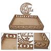 Classic Moon Star Mosque Wooden Eid Food Tray Dessert Fruit Cake Tray Table Decoration For Home Islamic Party Decor Eid Gifts